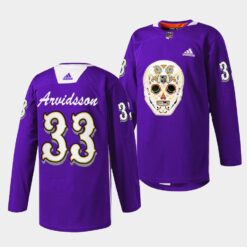 Los Angeles Kings Viktor Arvidsson Dia De Los Metros Night Purple Sugar Skull Jersey