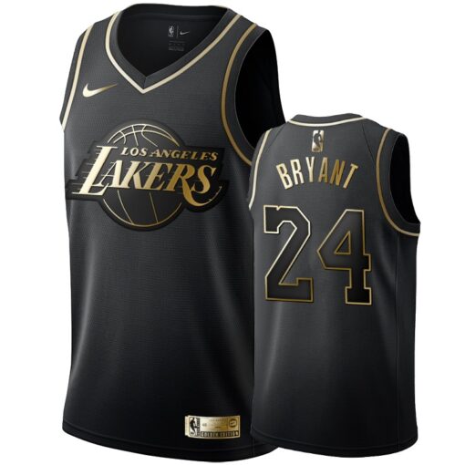 Los Angeles Lakers 24 Kobe Bryant Black Golden Edition Jersey