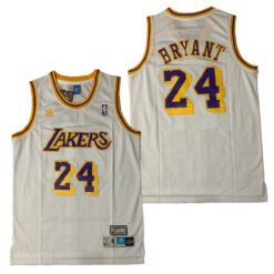 Los Angeles Lakers 24 Kobe Bryant White Gold Throwback Jersey