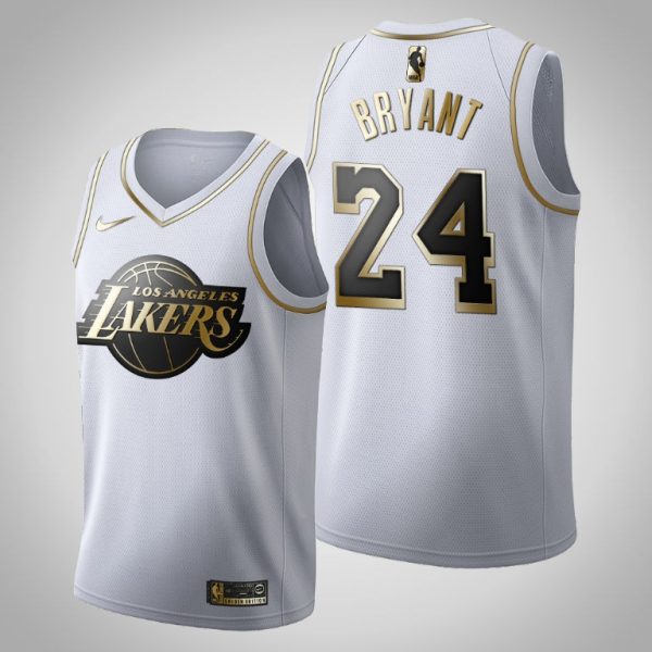 Los Angeles Lakers 24 Kobe Bryant White Golden Jersey Los Angeles Lakers 24 Kobe Bryant White Golden Jersey