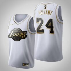 Los Angeles Lakers 24 Kobe Bryant White Golden Jersey