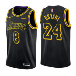 Los Angeles Lakers 8 24 Kobe Bryant Black City Edition Jersey