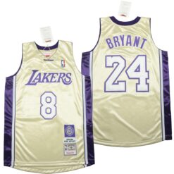 Los Angeles Lakers 8 24 Kobe Bryant Hall of Fame Gold Throwback Jersey