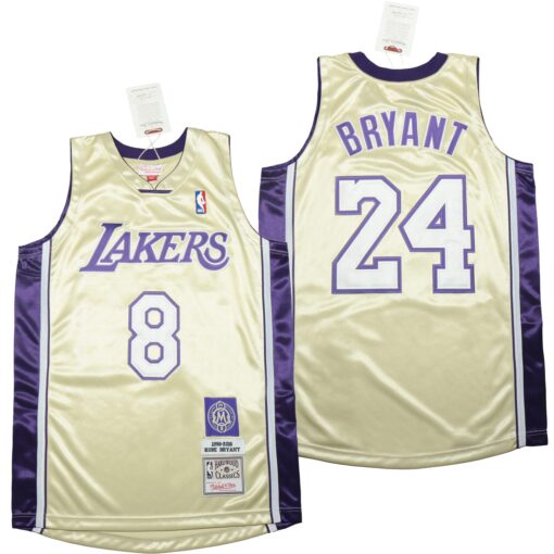 Los Angeles Lakers 8 24 Kobe Bryant Hall of Fame Gold Throwback Jersey