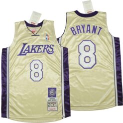 Los Angeles Lakers 8 Kobe Bryant Hall of Fame Gold Throwback Jersey