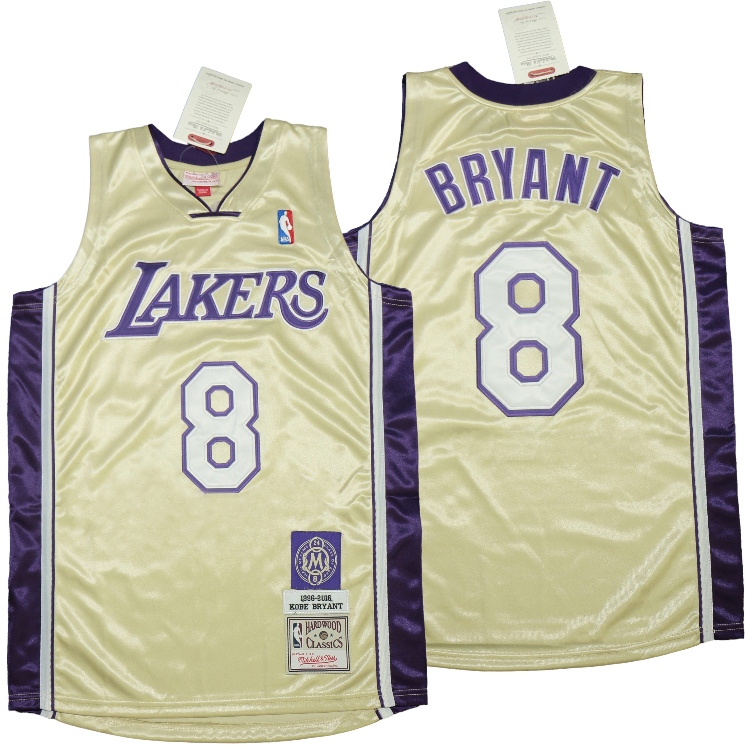 Los Angeles Lakers 8 Kobe Bryant Hall of Fame Gold Throwback Jersey Los Angeles Lakers 8 Kobe Bryant Hall of Fame Gold Throwback Jersey