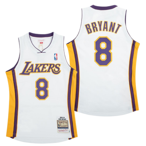 Los Angeles Lakers 8 Kobe Bryant White 2003-04 Throwback Jersey