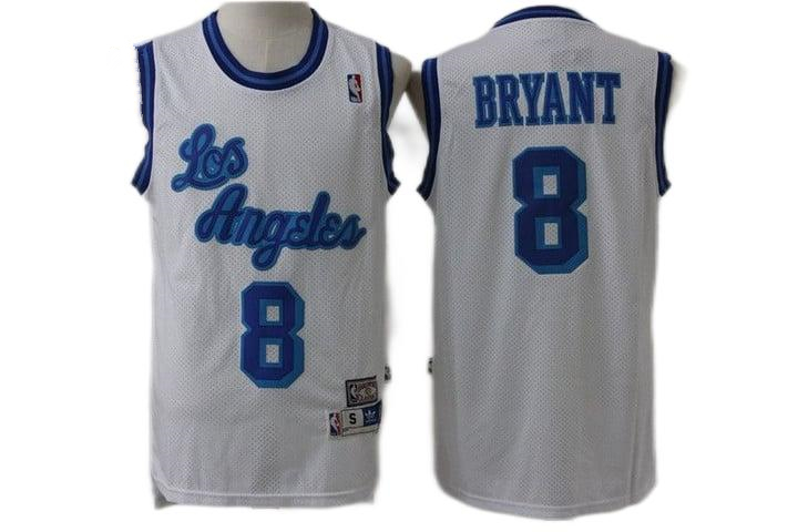 Los Angeles Lakers 8 Kobe Bryant White Throwback Jersey Los Angeles Lakers 8 Kobe Bryant White Throwback Jersey