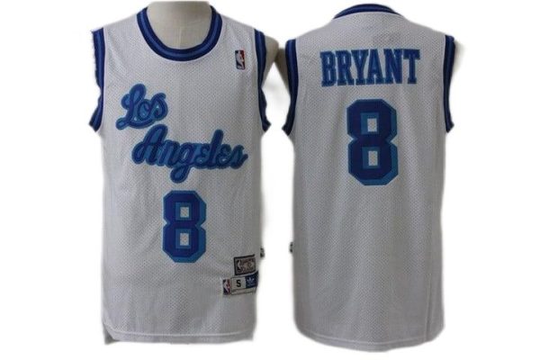 Los Angeles Lakers 8 Kobe Bryant White Throwback Jersey Los Angeles Lakers 8 Kobe Bryant White Throwback Jersey