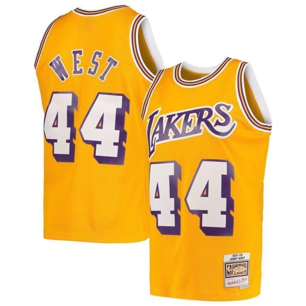 Los Angeles Lakers Jerry West Gold 1971-72 Throwback Jersey Los Angeles Lakers Jerry West Gold 1971-72 Throwback Jersey