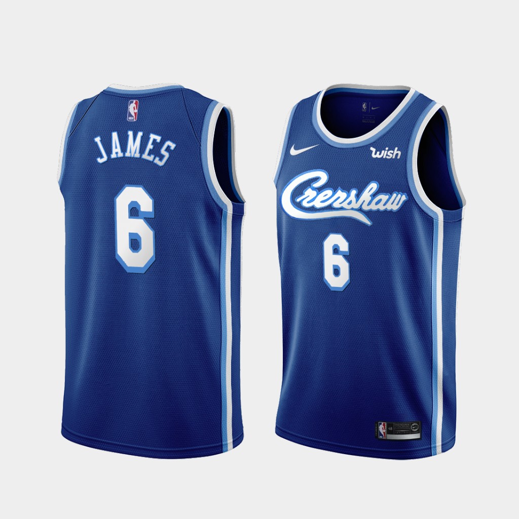 Los Angeles Lakers LeBron James 2021 Crenshaw Blue Jersey Los Angeles Lakers LeBron James 2021 Crenshaw Blue Jersey