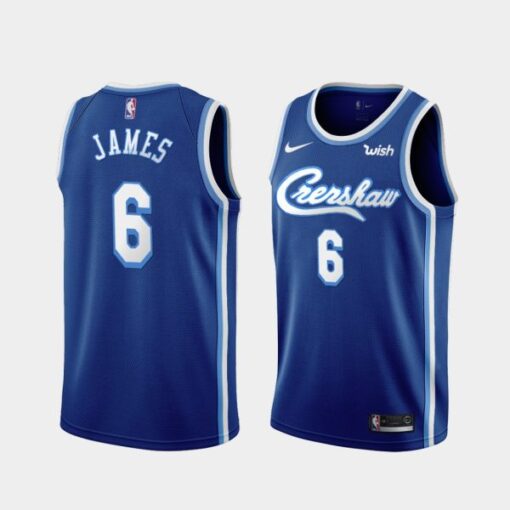 Los Angeles Lakers LeBron James 2021 Crenshaw Blue Jersey