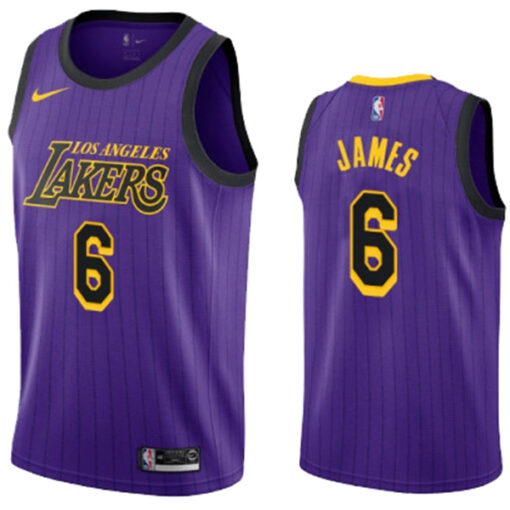 Los Angeles Lakers LeBron James Purple City Jersey