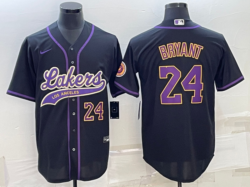 Los Angeles Lakers X Dodgers 24 Kobe Bryant Black Baseball Jersey Los Angeles Lakers X Dodgers 24 Kobe Bryant Black Baseball Jersey