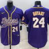 Los Angeles Lakers X Dodgers 24 Kobe Bryant Yellow Baseball Jersey