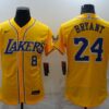Los Angeles Lakers X Dodgers 24 Kobe Bryant Gold Authentic Baseball Jersey