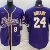 Los Angeles Lakers X Dodgers 8 24 Kobe Bryant Yellow Baseball Jersey