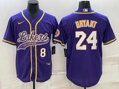 Los Angeles Lakers X Dodgers 8 24 Kobe Bryant Purple Baseball Jersey