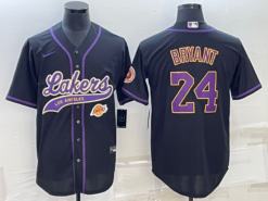 Los Angeles Lakers X Dodgers Kobe Bryant Black Baseball Jersey with Logo