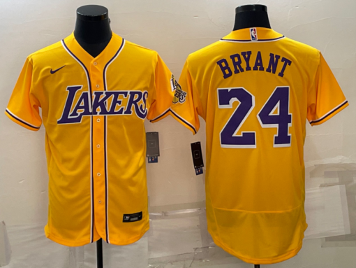 Los Angeles Lakers X Dodgers Kobe Bryant Gold Authentic Baseball Jersey