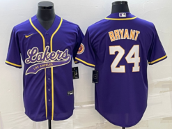 Los Angeles Lakers X Dodgers Kobe Bryant Purple Baseball Jersey