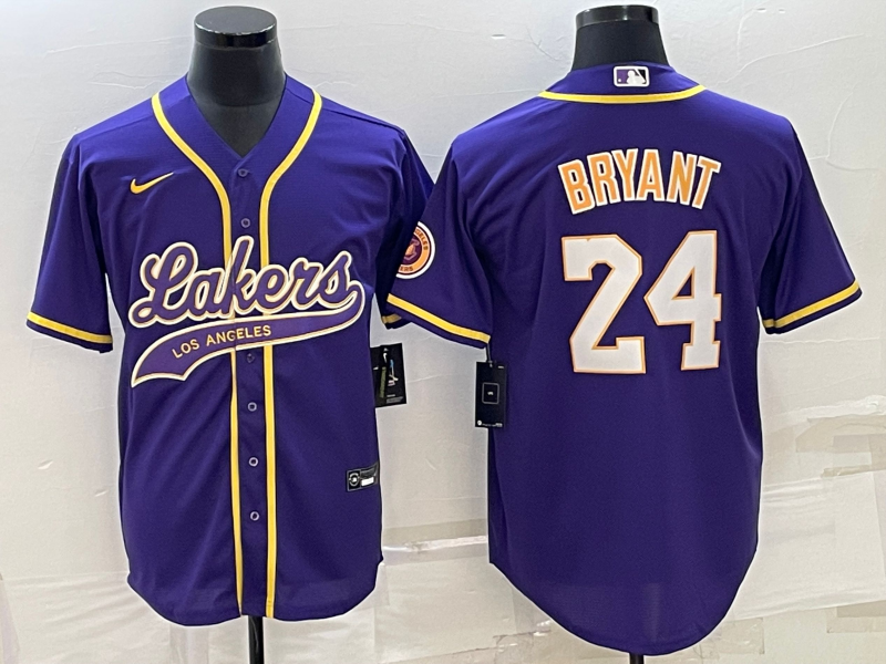 Los Angeles Lakers X Dodgers Kobe Bryant Purple Baseball Jersey Los Angeles Lakers X Dodgers Kobe Bryant Purple Baseball Jersey
