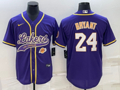 Los Angeles Lakers X Dodgers Kobe Bryant Purple Baseball Jersey with Logo