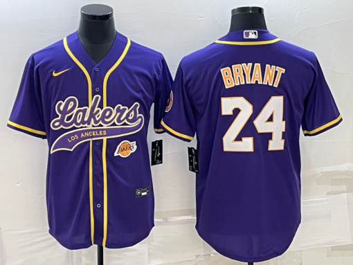 Los Angeles Lakers X Dodgers Kobe Bryant Purple Baseball Jersey with Logo
