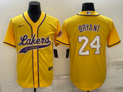 Los Angeles Lakers X Dodgers Kobe Bryant Yellow Baseball Jersey