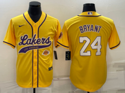 Los Angeles Lakers X Dodgers Kobe Bryant Yellow Baseball Jersey with Logo