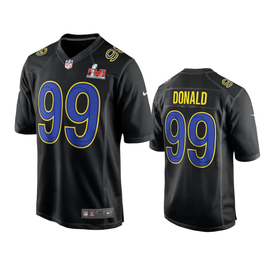 Los Angeles Rams Aaron Donald Black Fashion Super Bowl LVI Jersey Los Angeles Rams Aaron Donald Black Fashion Super Bowl LVI Jersey