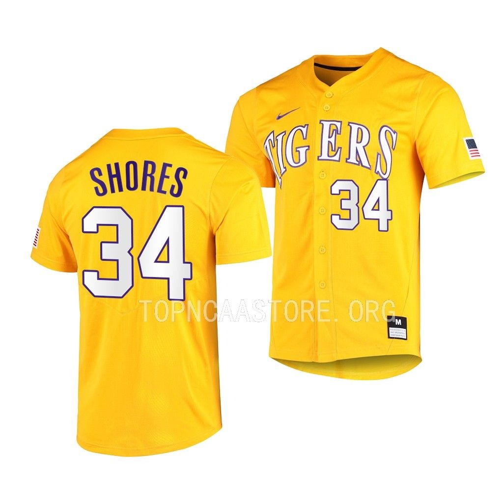 LSU Tigers Chase Shores Elite Gold Full-Button College Baseball Jersey LSU Tigers Chase Shores Elite Gold Full-Button College Baseball Jersey