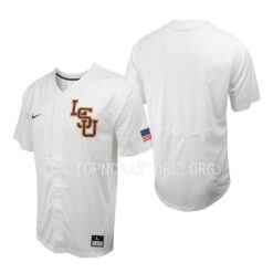 LSU Tigers College Baseball White Full-Button Jersey