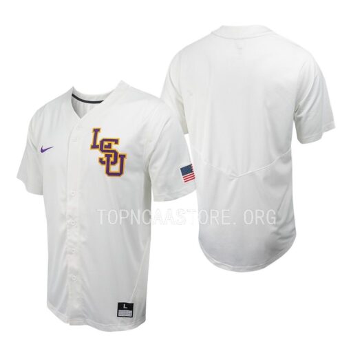 LSU Tigers College Baseball White Full-Button Jersey