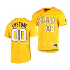 LSU Tigers Custom Elite Gold Full-Button College Baseball Jersey