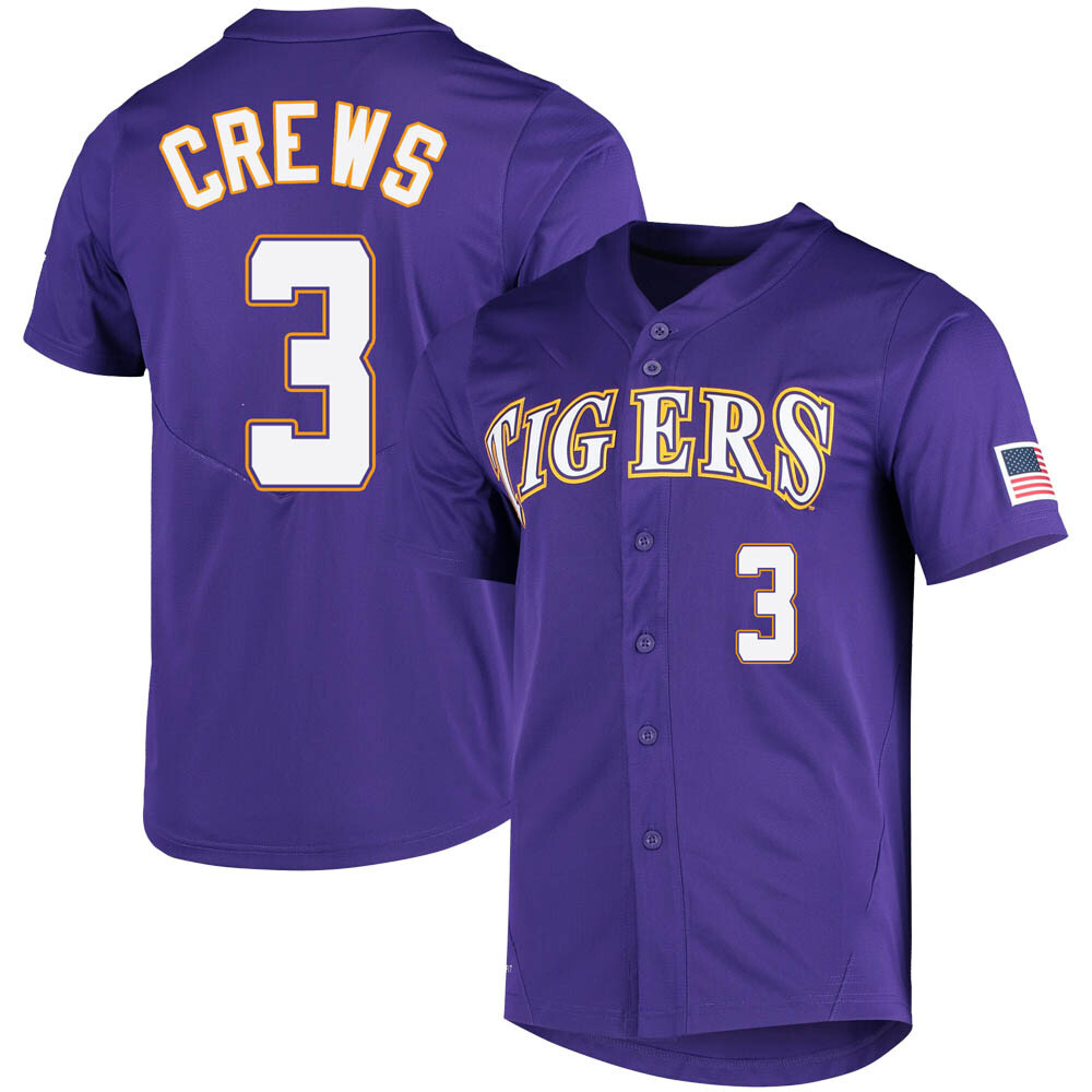 LSU Tigers Dylan Crews Purple College Baseball Jersey LSU Tigers Dylan Crews Purple College Baseball Jersey