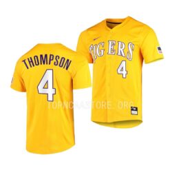 LSU Tigers Jordan Thompson Elite Gold Full-Button College Baseball Jersey