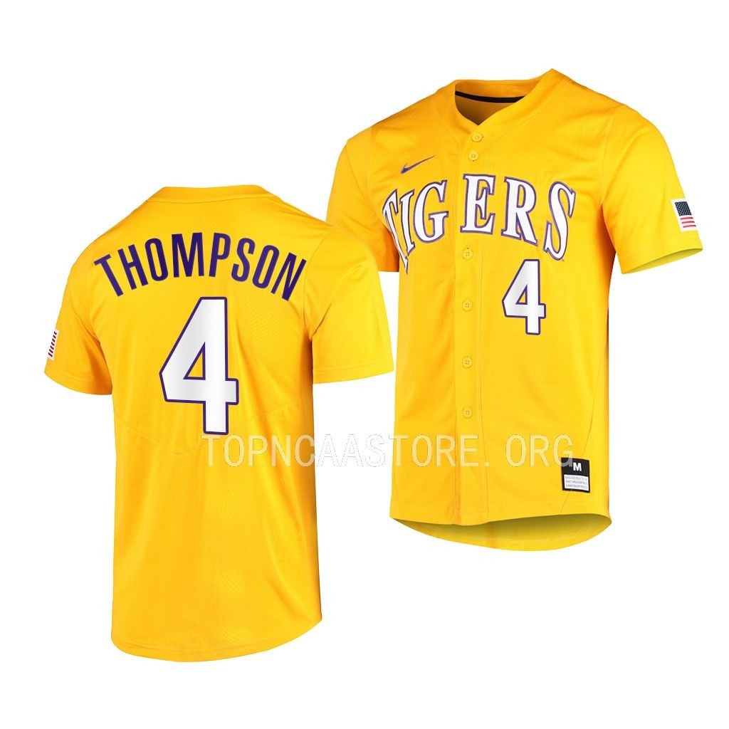 LSU Tigers Jordan Thompson Elite Gold Full-Button College Baseball Jersey LSU Tigers Jordan Thompson Elite Gold Full-Button College Baseball Jersey