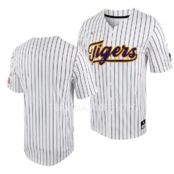 LSU Tigers Pinstripe Replica White Purple College Baseball Jersey