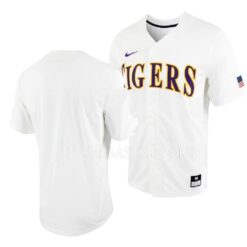 LSU Tigers Replica College Baseball White Full-Button Jersey