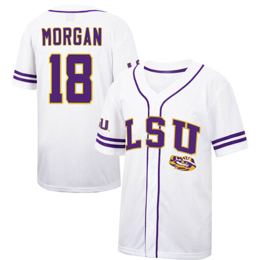 LSU Tigers Tre Morgan White College Baseball Jersey