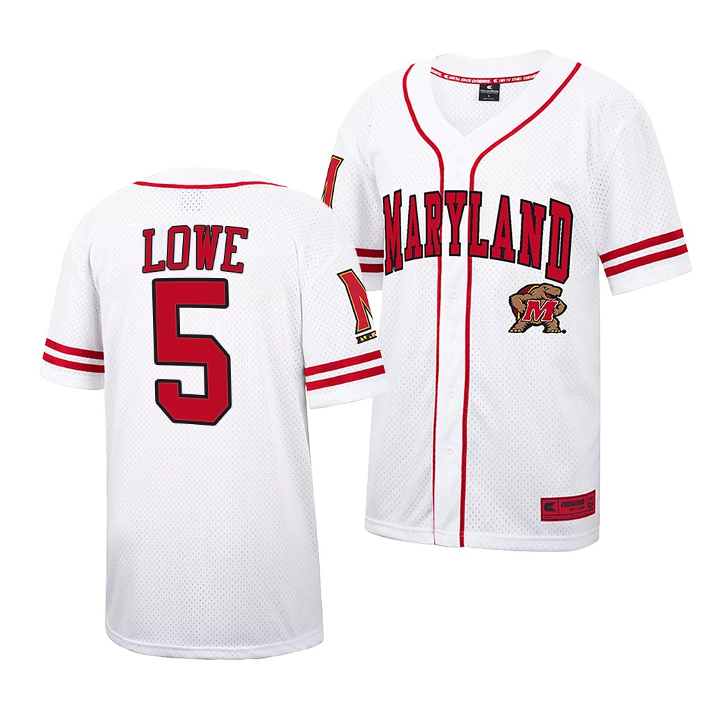Maryland Terrapins Brandon Lowe College Baseball Jersey White Maryland Terrapins Brandon Lowe College Baseball Jersey White