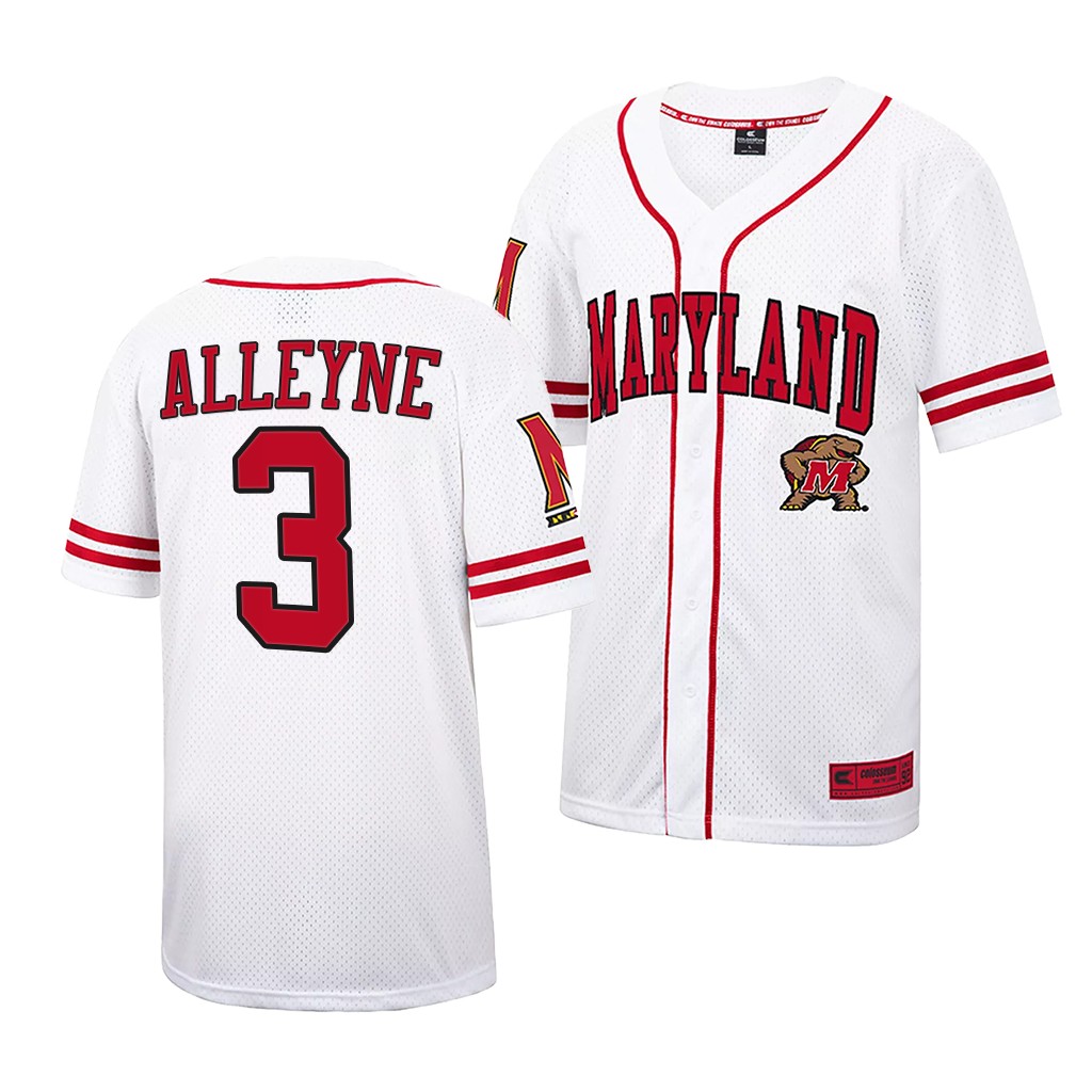 Maryland Terrapins Chris Alleyne College Baseball Jersey White Maryland Terrapins Chris Alleyne College Baseball Jersey White