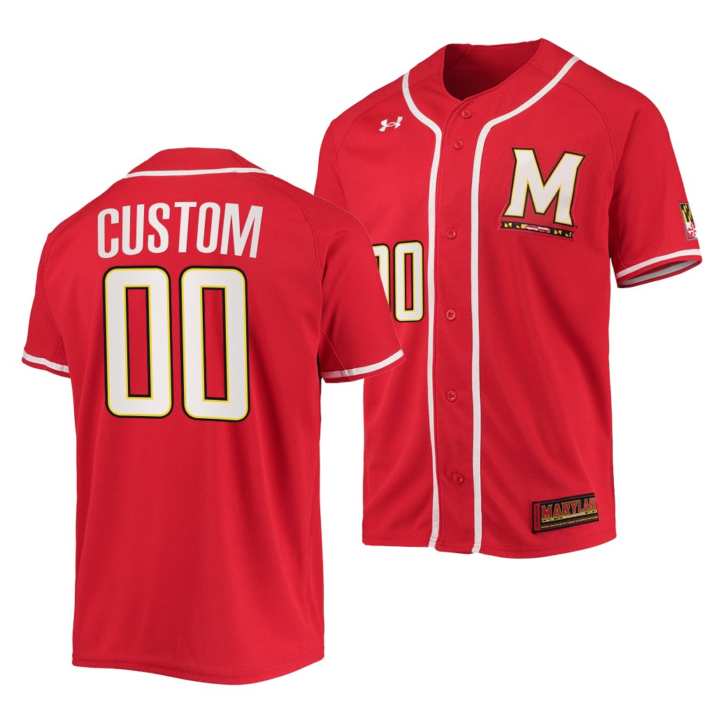 Maryland Terrapins Custom College Baseball Jersey Red Maryland Terrapins Custom College Baseball Jersey Red