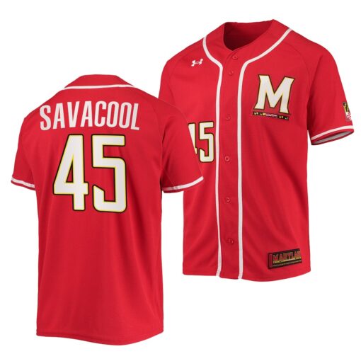 Maryland Terrapins Jason Savacool College Baseball Jersey Red