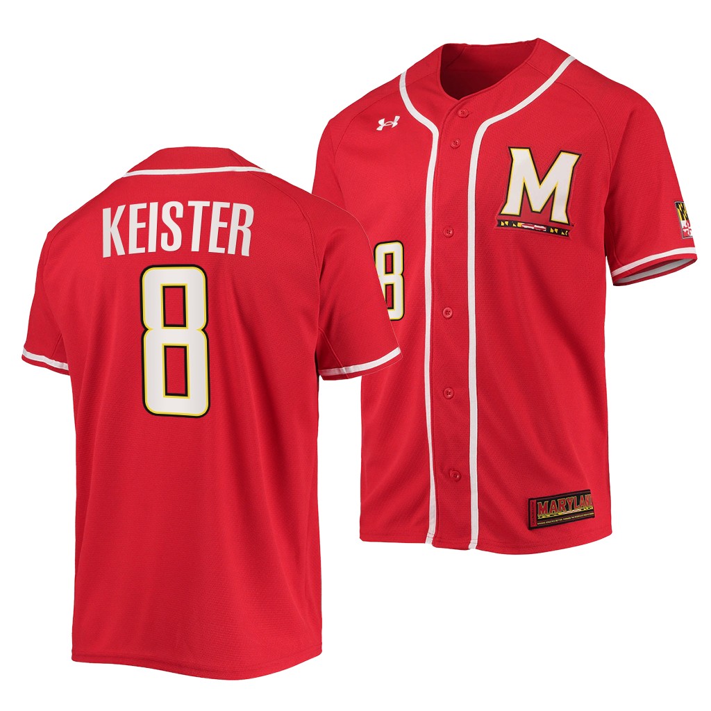 Maryland Terrapins Kevin Keister College Baseball Jersey Red Maryland Terrapins Kevin Keister College Baseball Jersey Red