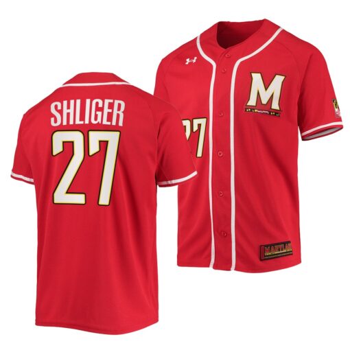 Maryland Terrapins Luke Shliger College Baseball Jersey Red