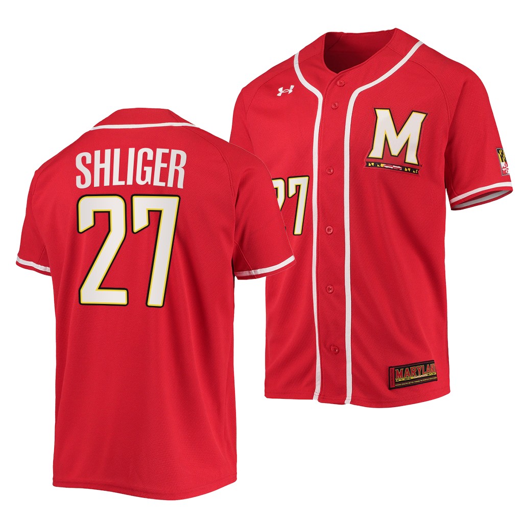 Maryland Terrapins Luke Shliger College Baseball Jersey Red Maryland Terrapins Luke Shliger College Baseball Jersey Red
