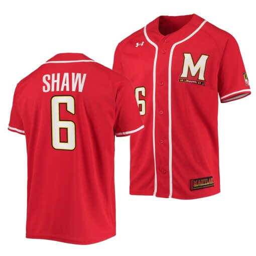 Maryland Terrapins Matthew Shaw College Baseball Jersey Red