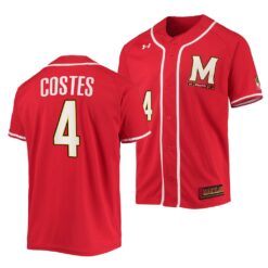 Maryland Terrapins Maxwell Costes College Baseball Jersey Red